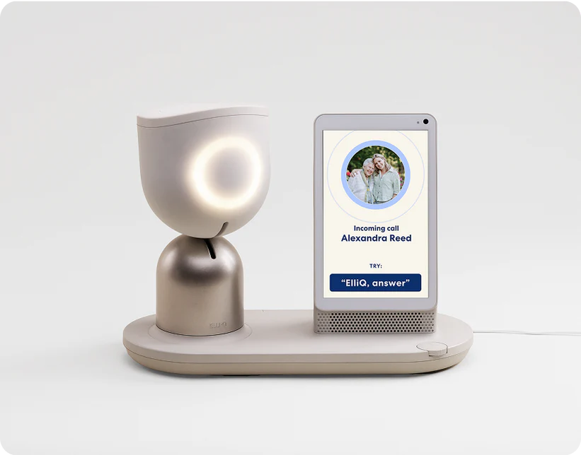ElliQ companion robot and tablet